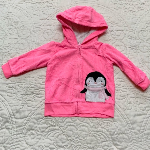 Carter’s Penguin Baby Girls Fleece Jacket Pink 6M - Picture 1 of 7
